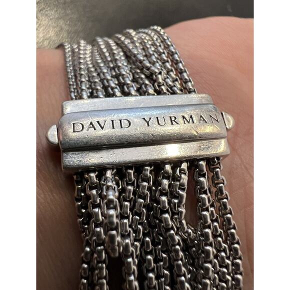 David Yurman 925 Sixteen Row Chain Bracelet With Pearls 7” - Picture 6 of 10